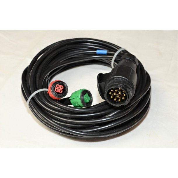 8 m Radex dobbelt kabel med 13 polet stik til bilen og 2 stk. 5 polet multistik til lygterne.