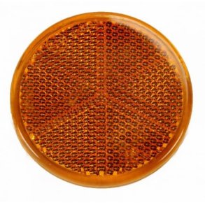 Radex Orange Rund Sidemarkerings Reflektor m. Klb, Diameter  60 mm.