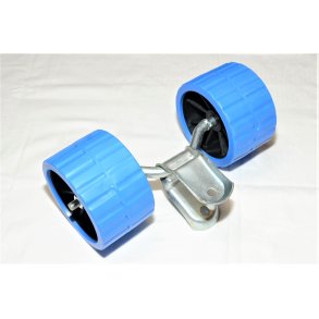 Sideruller 2 stk. monteret p holder, Total Bredde 270 mm. passer til 40 mm firkantrr. Sideruller Bl gummi 120 x 75 mm. Hul  15 mm.