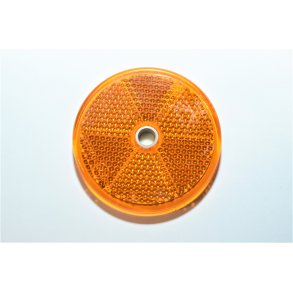 Gul Rund Sidemarkerings reflektor m. skruehul. Diam.  60 mm