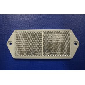Hvid Frontmarkerings Reflektor m. Skruehuller, Ml: 125 x 51 mm.