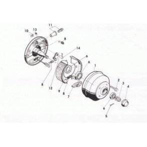Stregtegning af ALKO 160x35 mm bremse med rullelejer