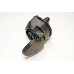 Stikd�se 13-polet til bil 12  V, lev. incl. gummit�tning. Sort slagfast plast.