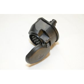 Stikd�se 13-polet til bil 12  V, lev. incl. gummit�tning. Sort slagfast plast.