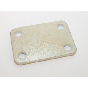 Klemplade med 4 huller til 43/63 mm U bjler. Galvaniseret.