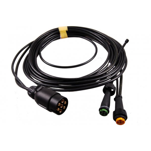 9,5 m Aspck / Jokon kabel m. 2 stk. 5 Polet multistik og 1 stk. 7 polet stik til bil og 2 x 0,2 m afgrening til pos. lygter