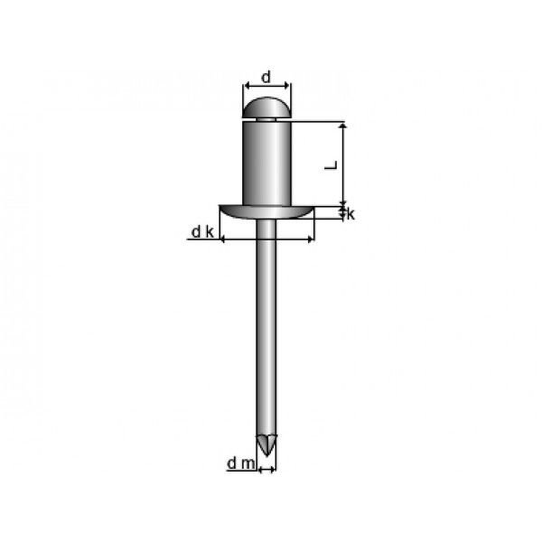 Monel Popnitter 4,0 x 8 mm til montering på alu. master