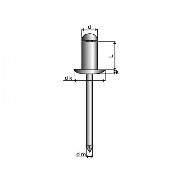 Monel Popnitter 4,8 mm x 8 mm. Nikkel Kobber til montering p aluminium master.