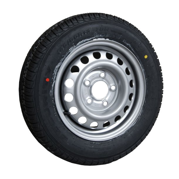 13'' x 185/70 Komplet hjul, 5 huls flg. Max last 950 kg.