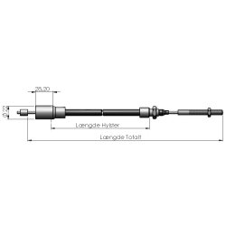 Bremsekabel til KNOTT. Longlife M�l : 2130 / 2340 mm med 8 mm gevind